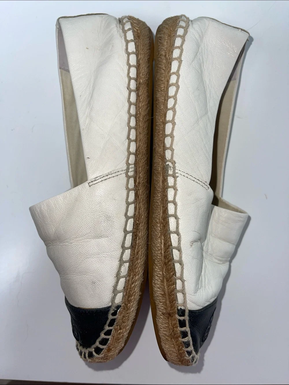 Tory Burch color-block nappa leather cap-toe espadrille flats